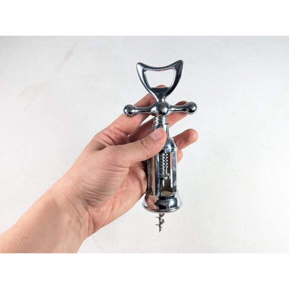 Vintage Silver toned metal wine corkscrew and soda / beer bottle opener - Picture 6 of 10